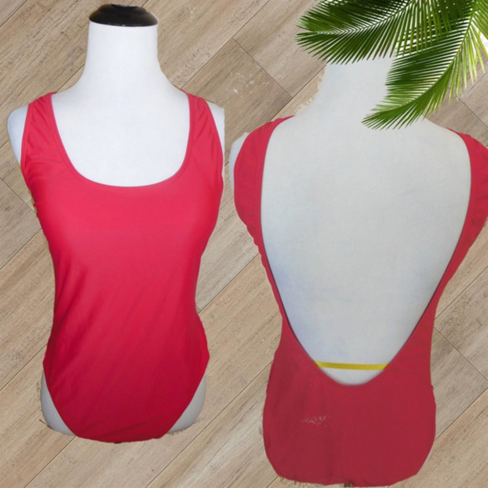 ZERACA RED BACKLESS ONE PIECE SWIMSUIT